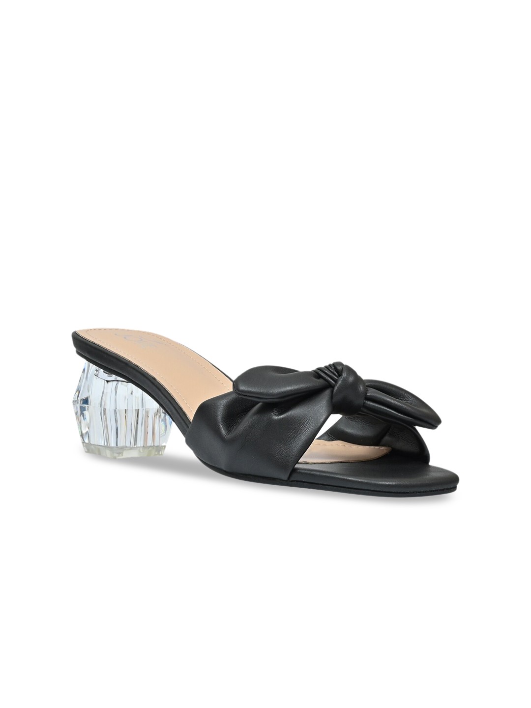 

Jove Black Block Heel Mules with Bows