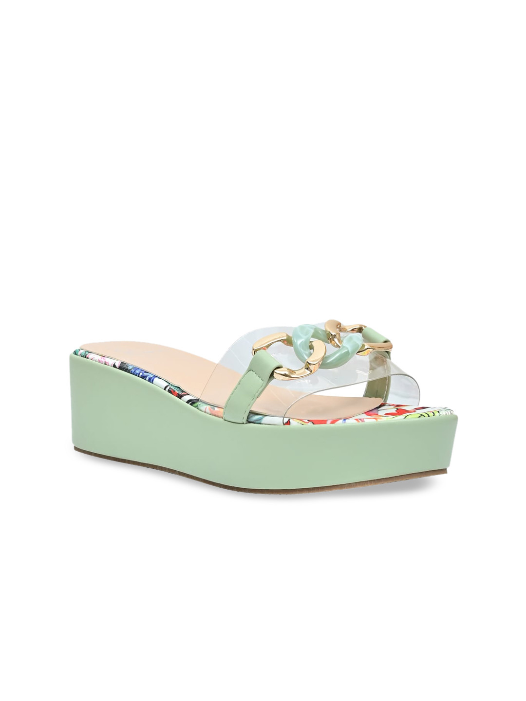 

Jove Sea Green PU Flatform Sandals
