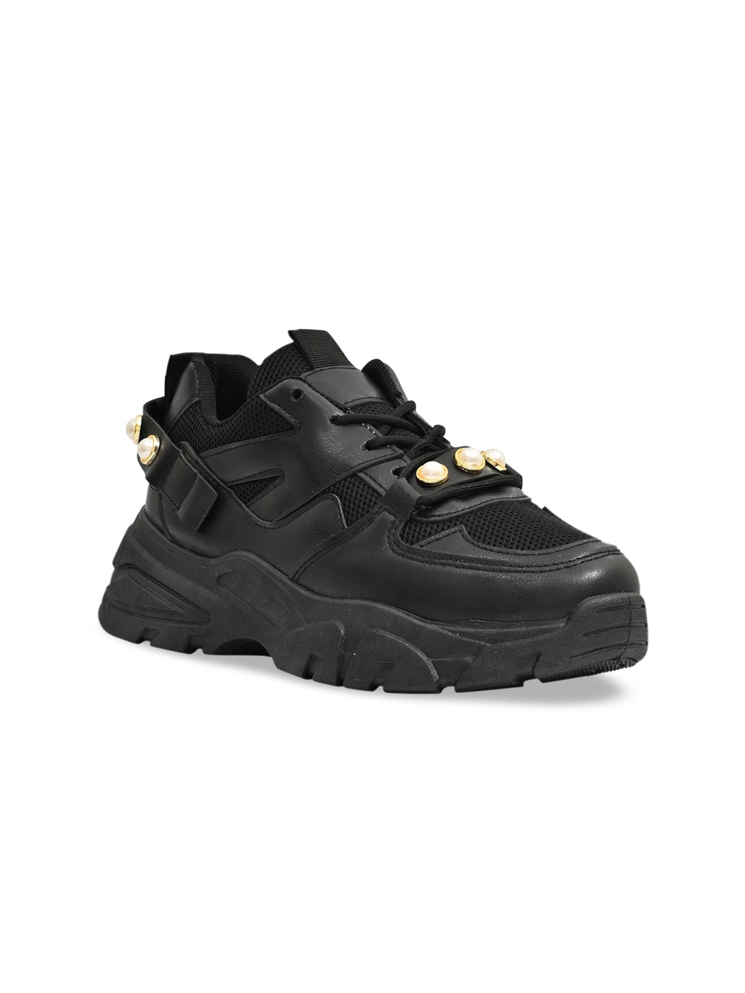 

Jove Women Black Solid Regular Sneakers