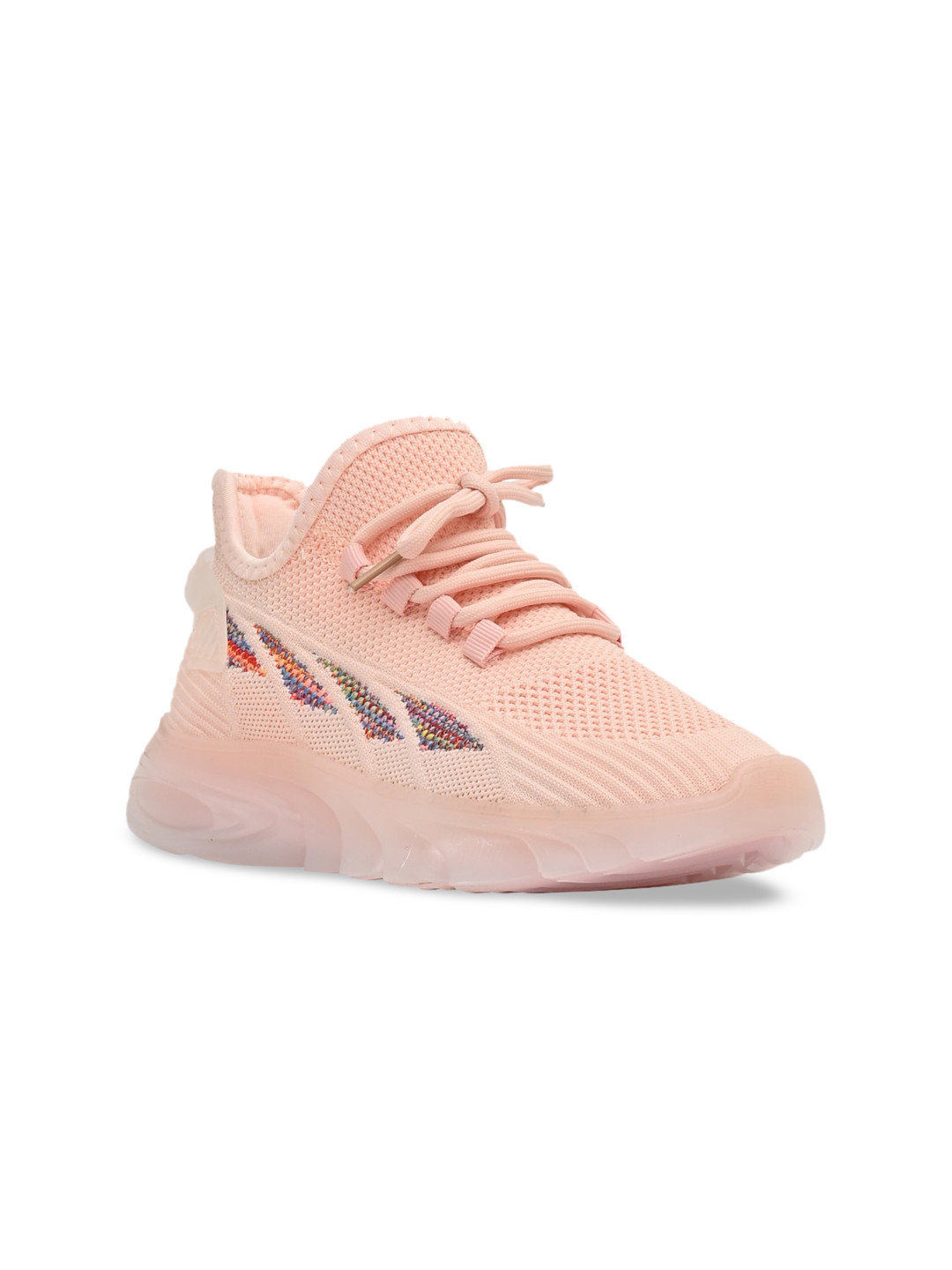 

Jove Women Pink Woven Design Sneakers