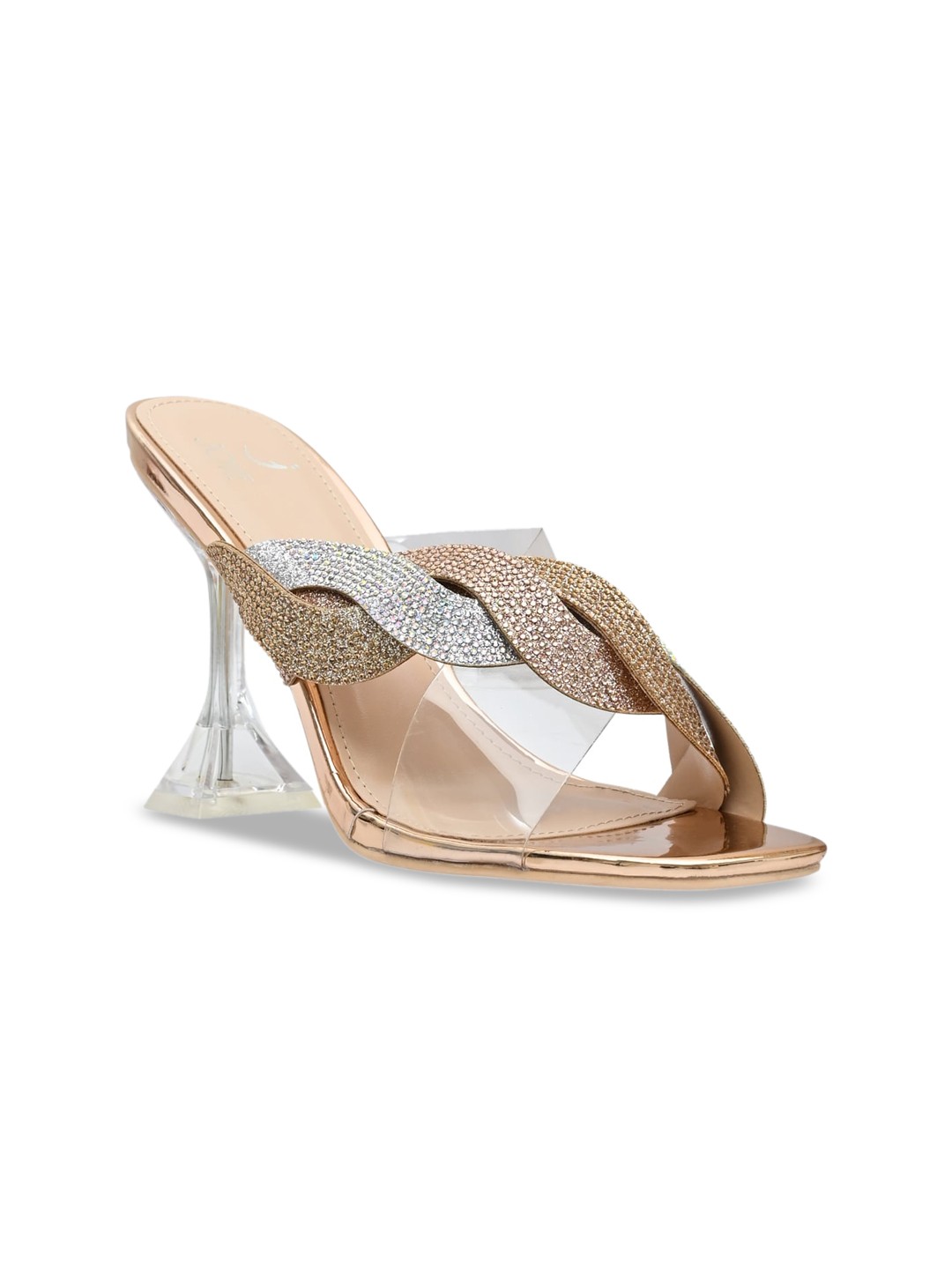 

Jove Rose Gold Embellished Block Heels