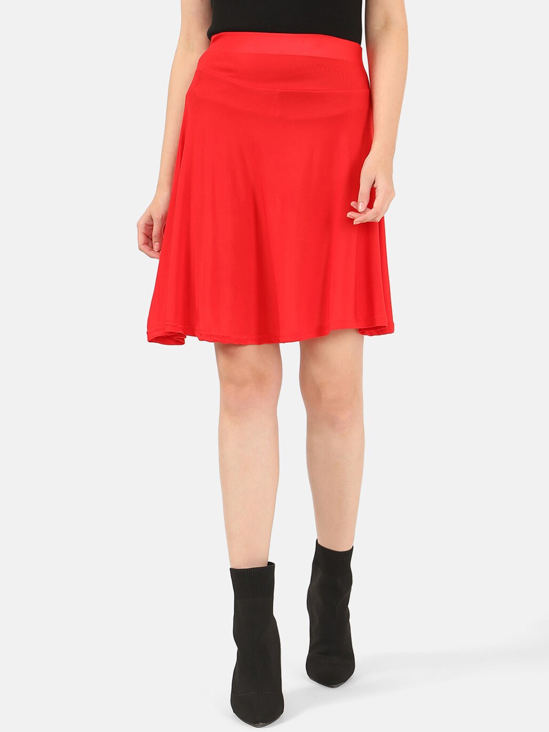 

V2 Value & Variety Women Red Solid Flared Mini Skirt