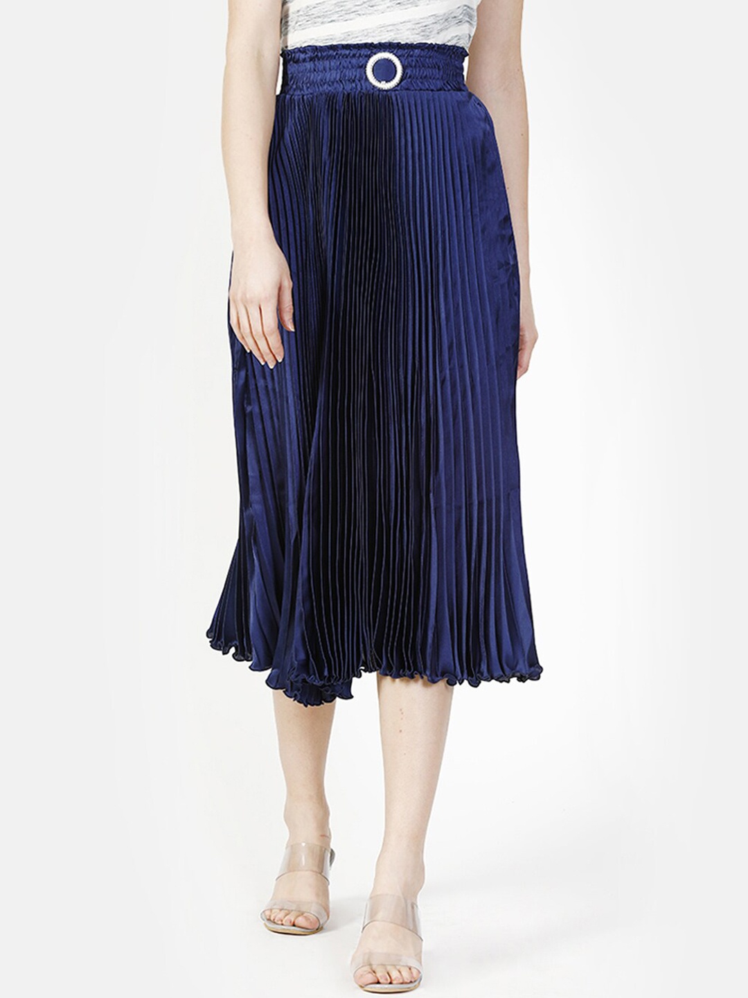 

V2 Value & Variety Women Blue Solid Flared Midi Skirt