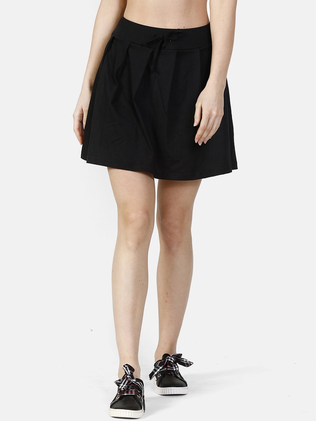 

V2 Value & Variety Women Black Solid Flared Mini Skirt