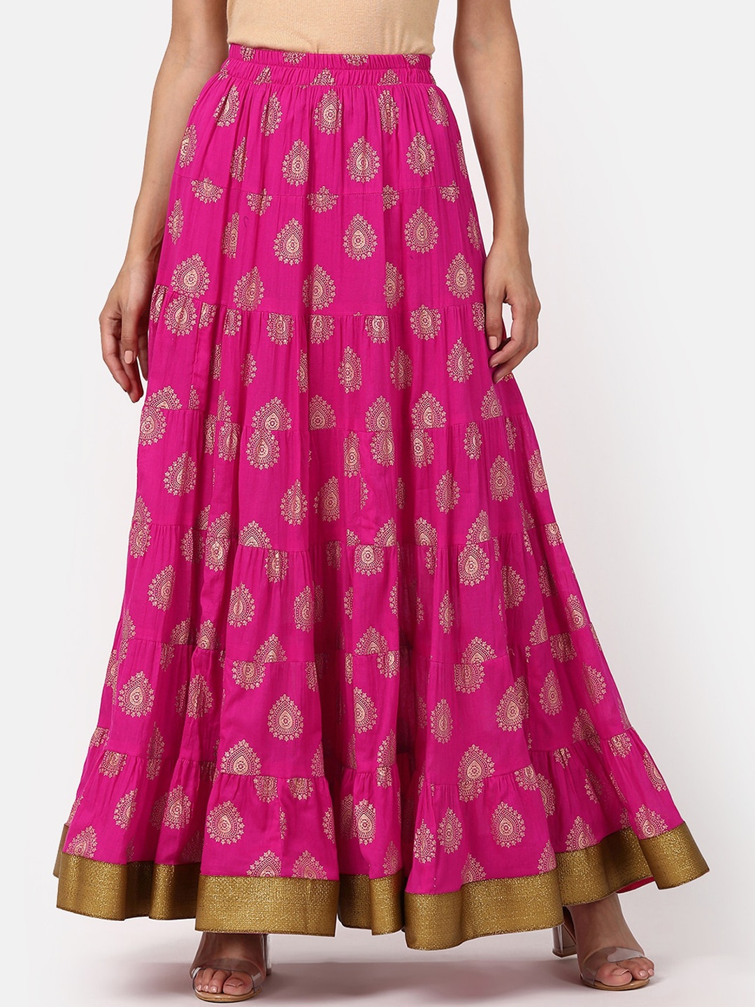 

V2 Value & Variety Pink Printed Flared Ethnic Skirt