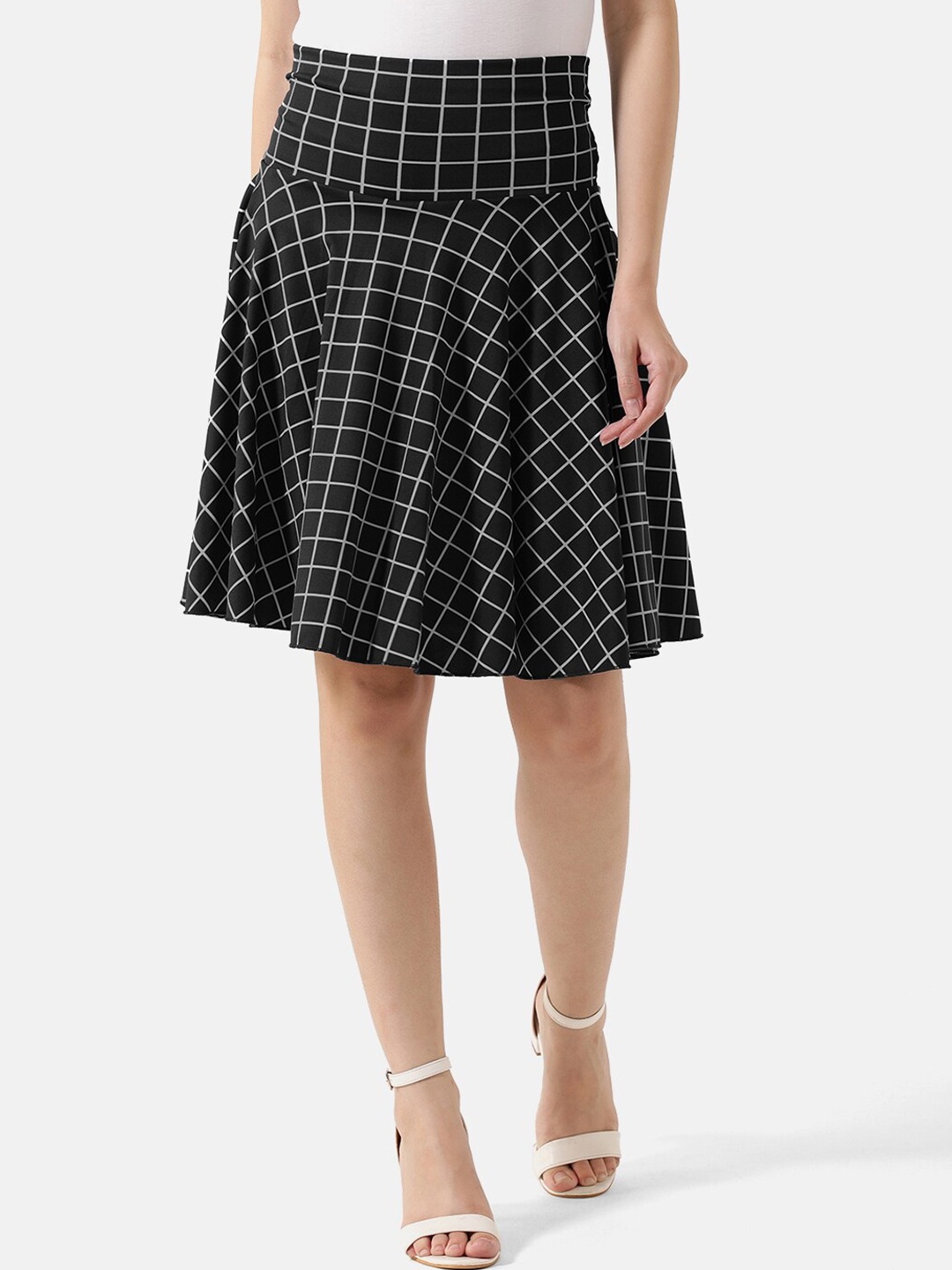 

V2 Value & Variety Black & White Checked A-Line Skirt