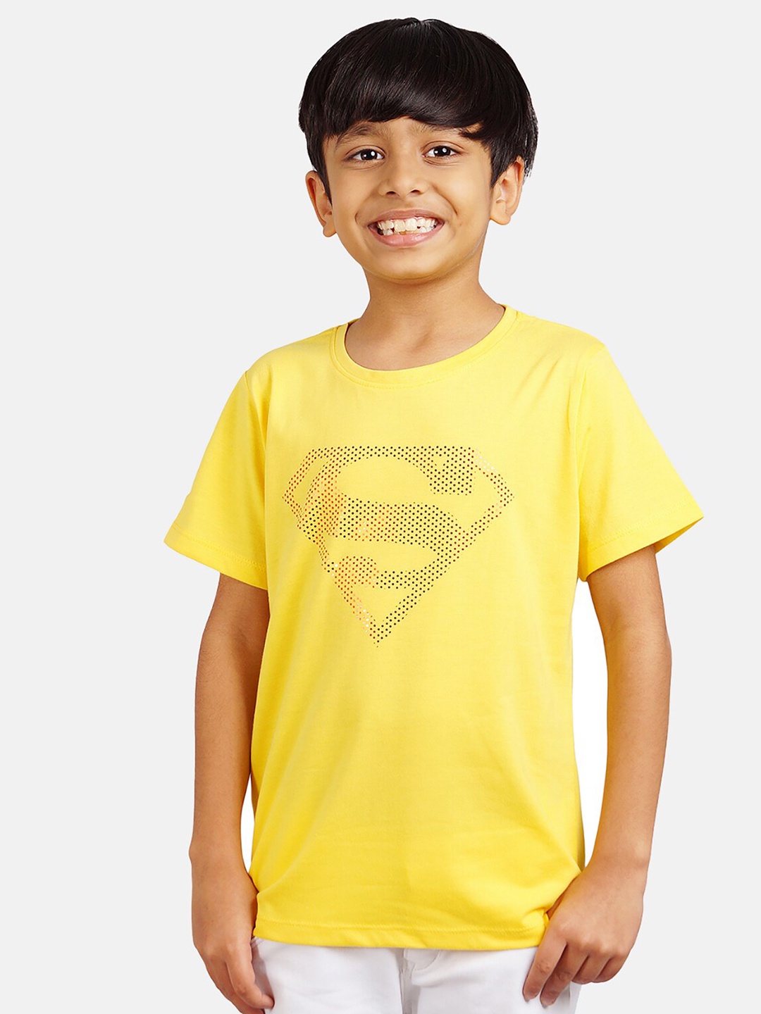 

DC by Wear Your Mind Boys Yellow Cotton Superman Print T-shirt