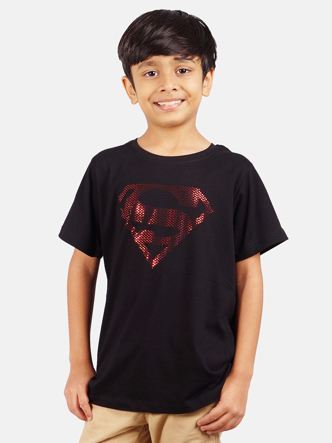 

DC by Wear Your Mind Boys Black & Red Cotton Superman Print T-shirt
