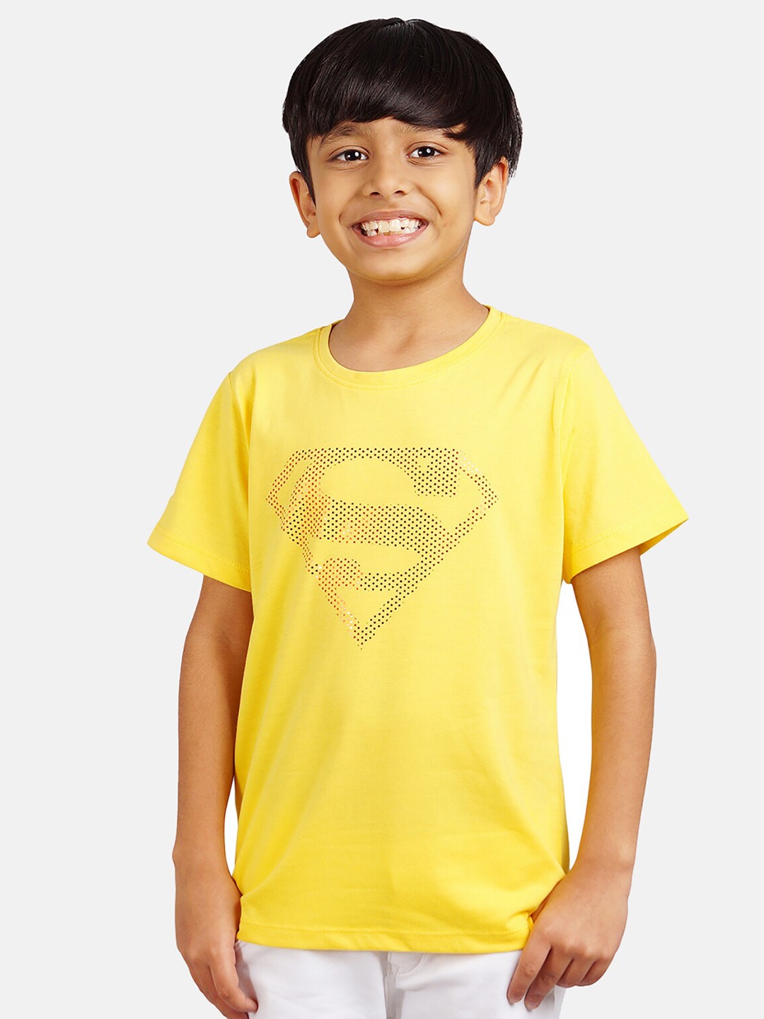 

DC by Wear Your Mind Boys Yellow Cotton Superman Print T-shirt