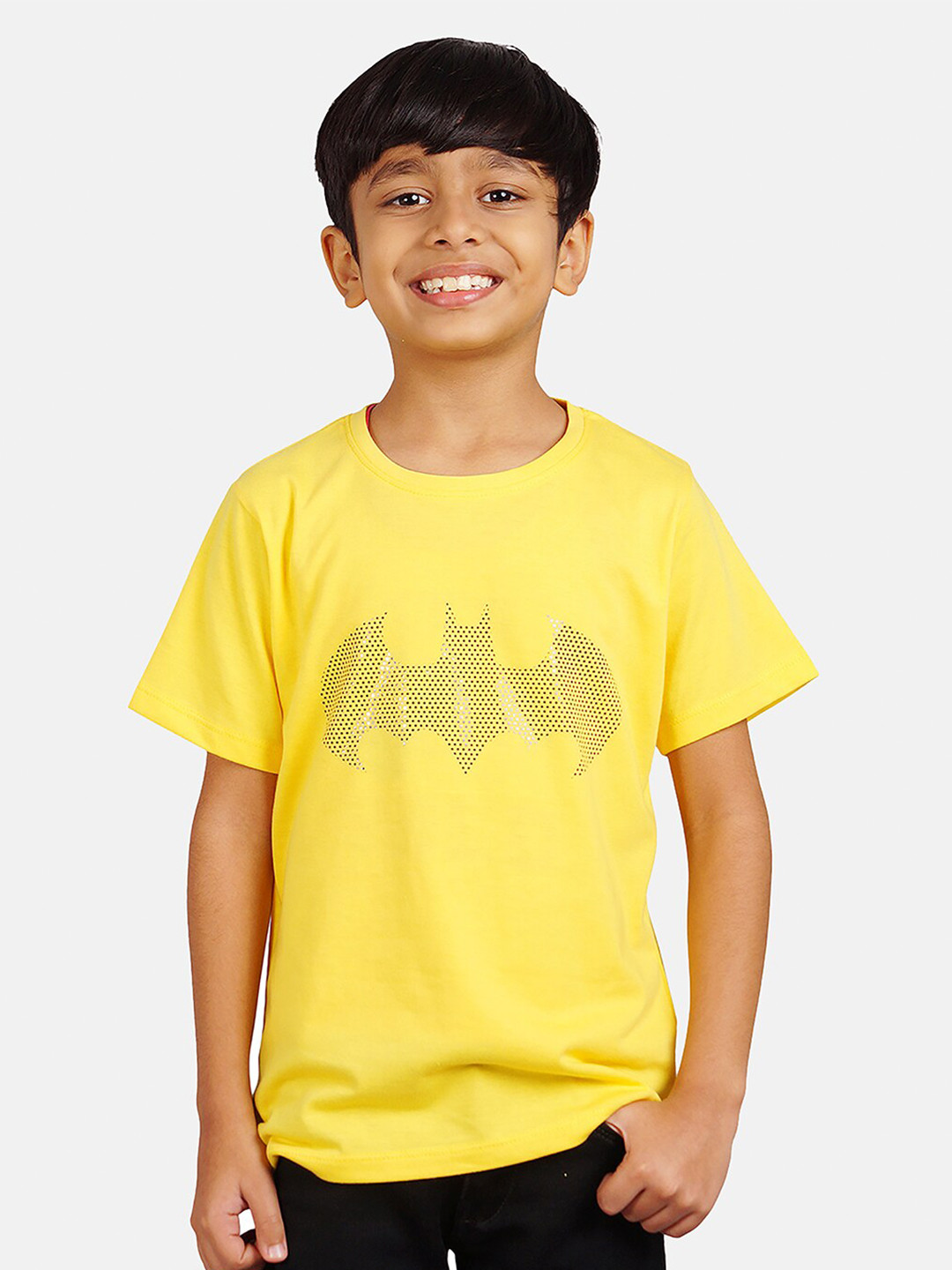 

DC by Wear Your Mind Boys Yellow & Black Cotton Batman Print T-shirt