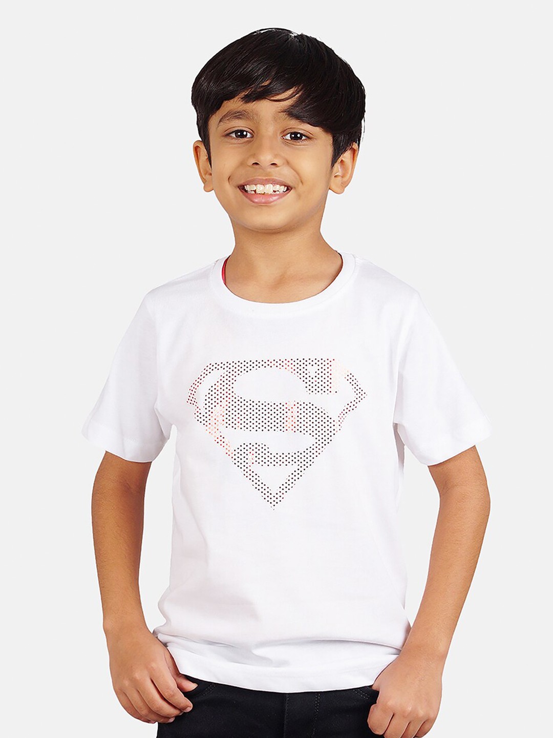 

DC by Wear Your Mind Boys White Cotton Superman Print T-shirt