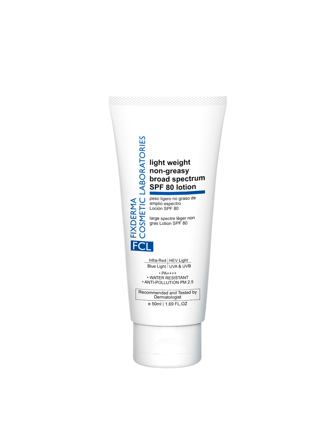 FIXDERMA COSMETIC LABORATORIES Light Weight Non-Greasy SPF 80 Broad Spectrum Lotion - 50ml