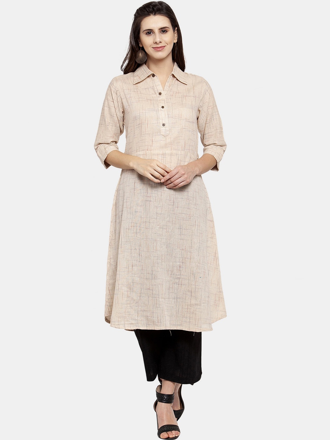 

Sayesha Women Yellow Thread Work Cotton Kurta