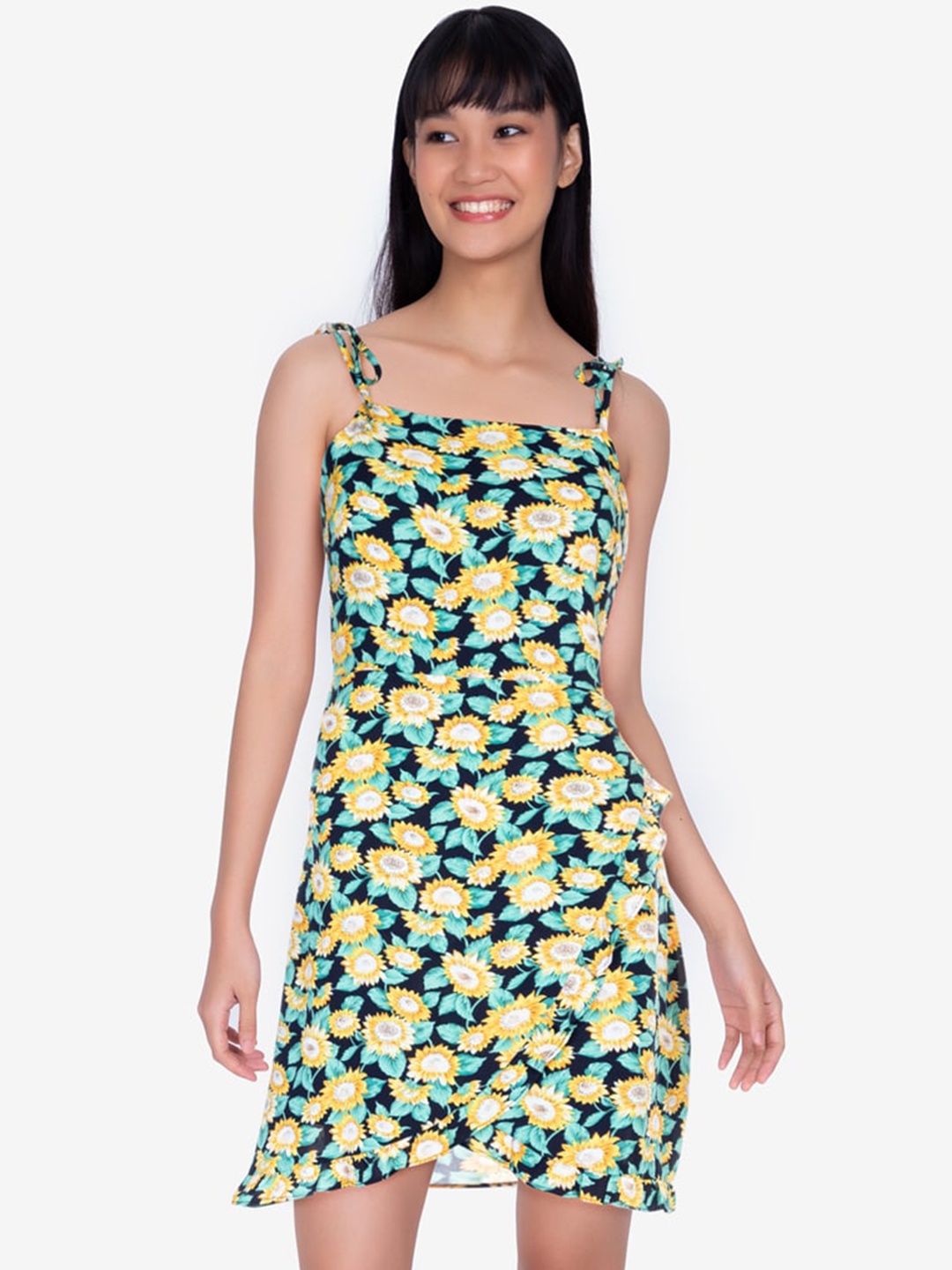 

ZALORA BASICS Yellow & Green Floral Bodycon Dress