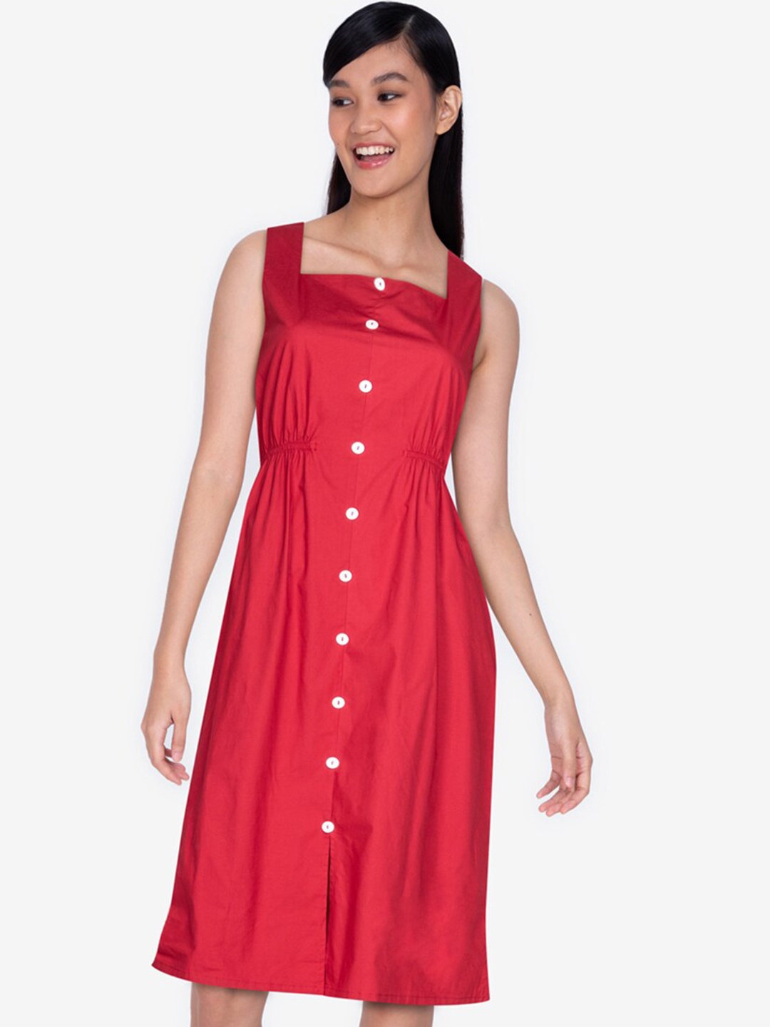 

ZALORA BASICS Women Red Solid Fit & Flared Dress