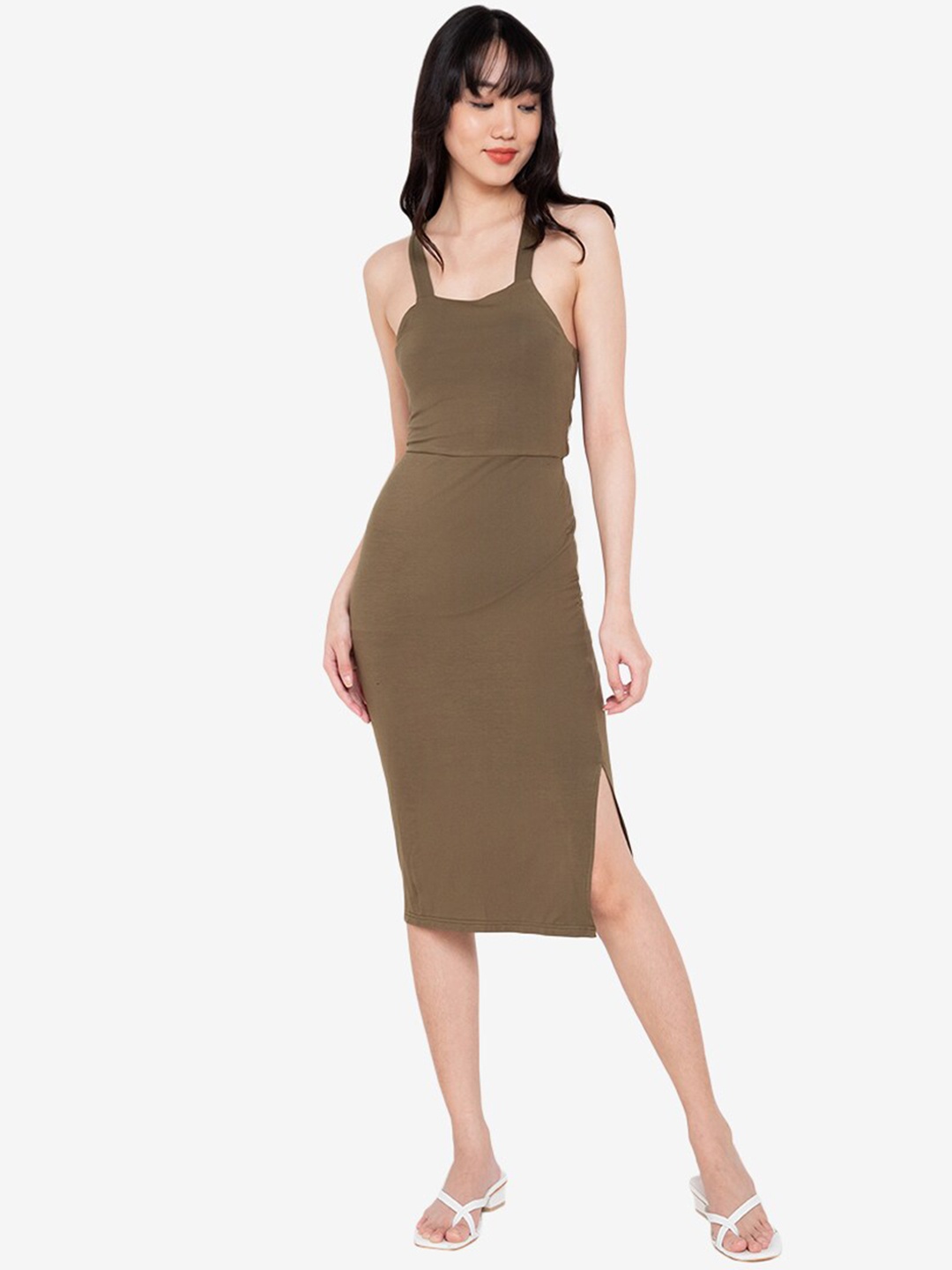 

ZALORA BASICS Women Green Bodycon Tie Back Dress