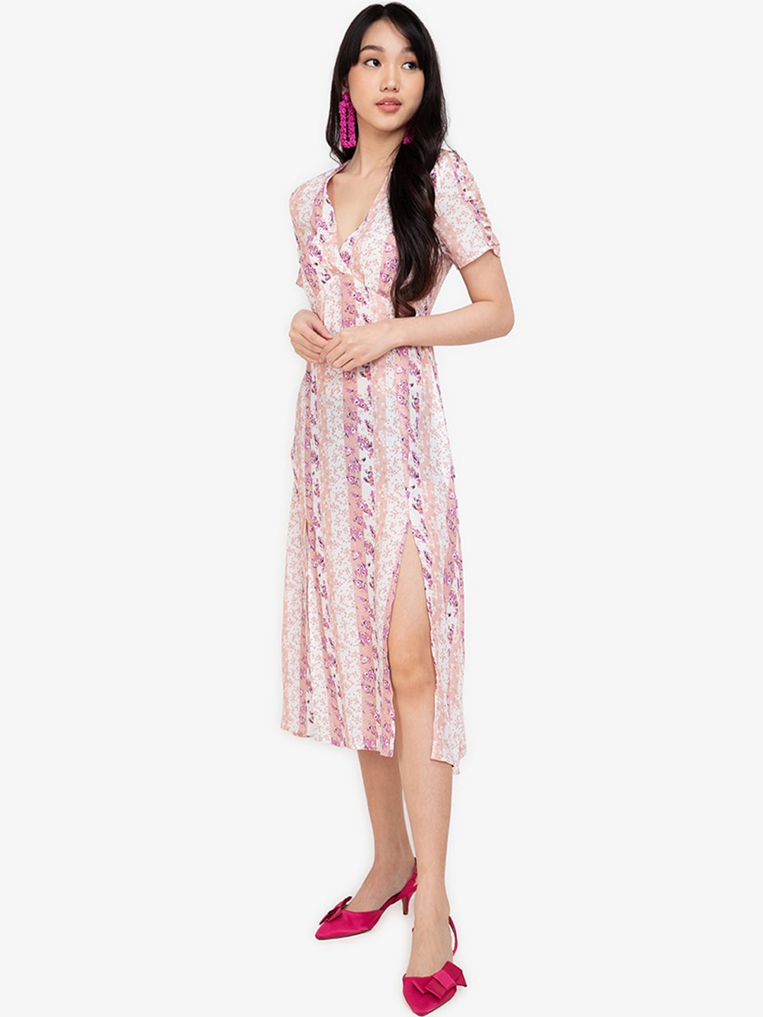 

ZALORA BASICS Multicoloured Floral A-Line Dress, Multi