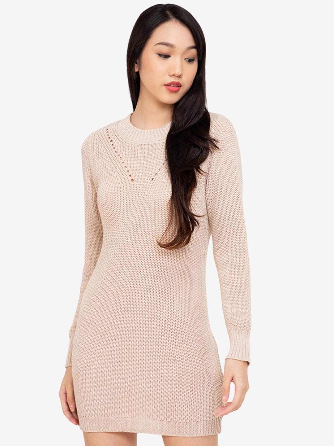 

ZALORA BASICS Beige Bodycon Mini Dress