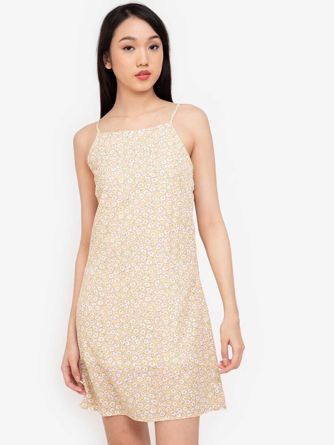 

ZALORA BASICS Cream & White Square Neck Cami Dress
