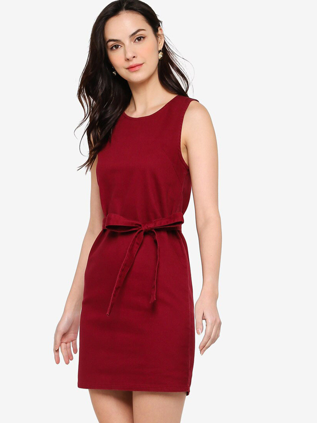 

ZALORA BASICS Women Red A Line Mini Dress With Tie