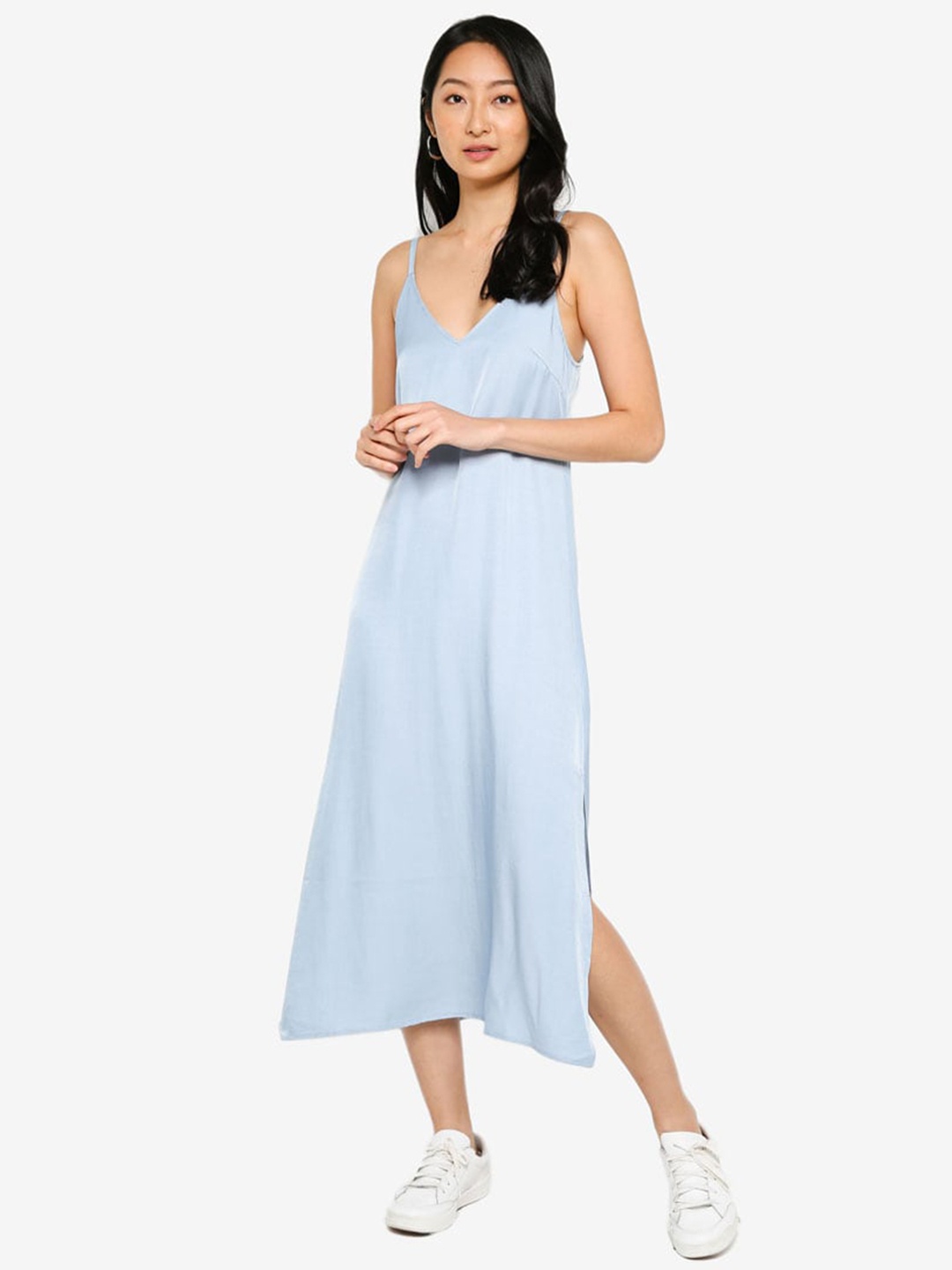 

ZALORA BASICS Chambray Cami Dress, Blue