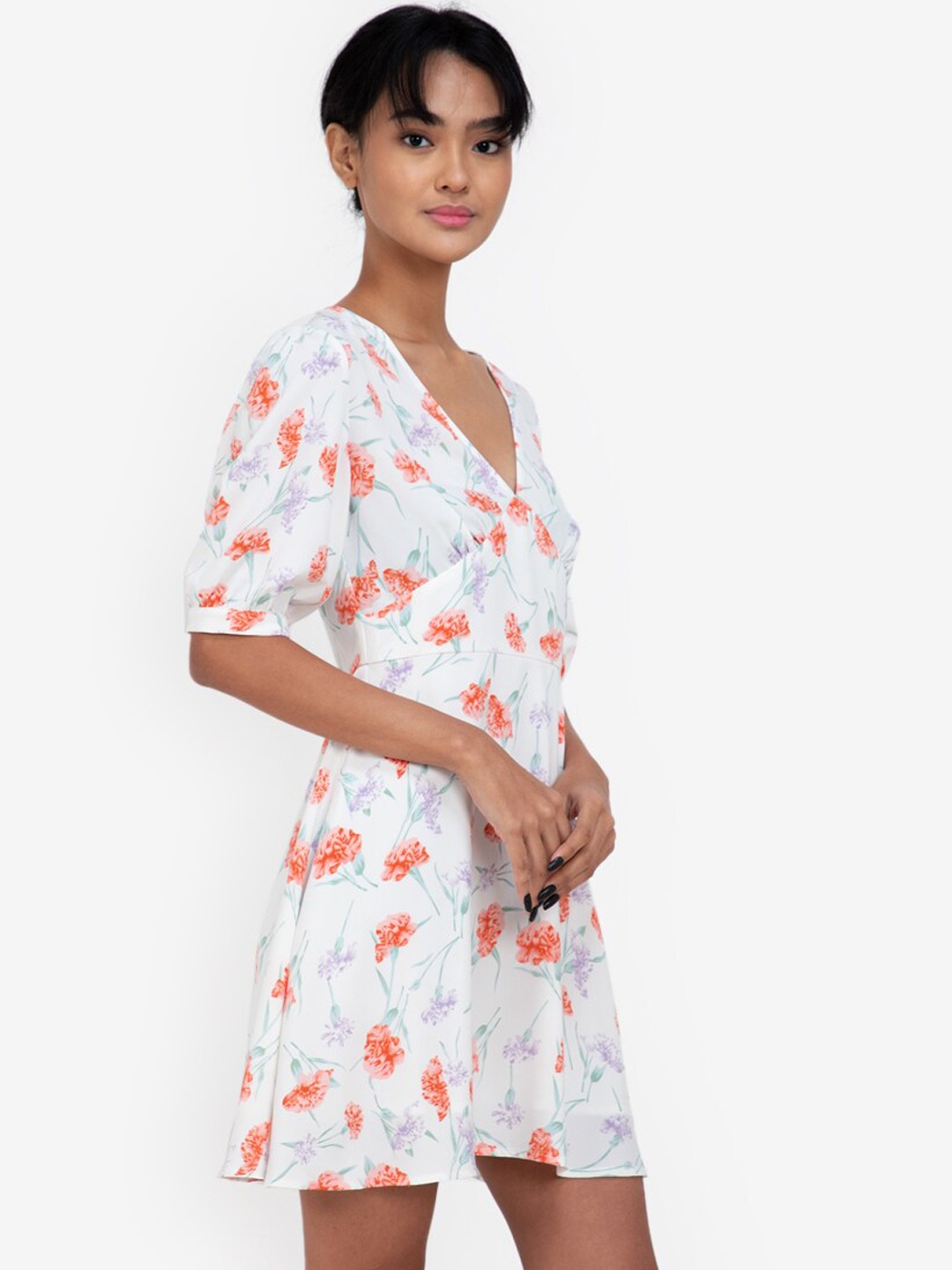 

ZALORA BASICS Multicoloured Floral A-Line Dress, Multi