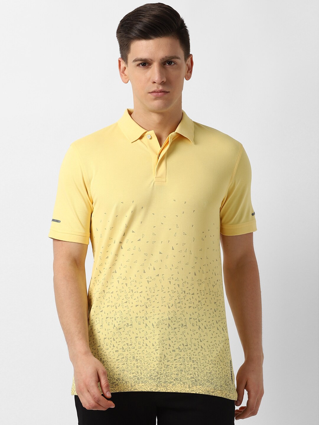 

Louis Philippe Sport Men Yellow Printed Polo Collar Slim Fit T-shirt