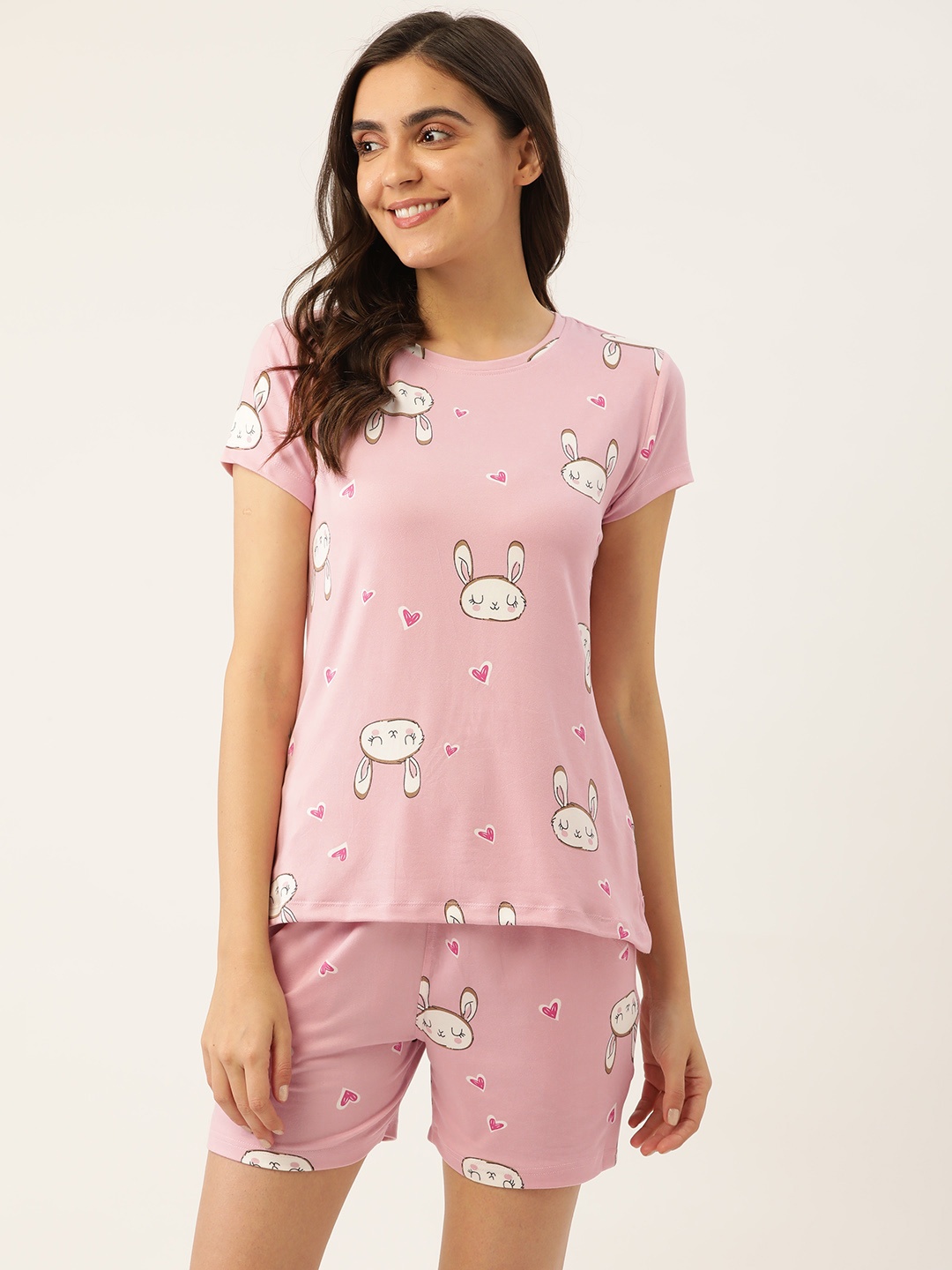 

Sweet Dreams Women Pink & White Printed Short Set
