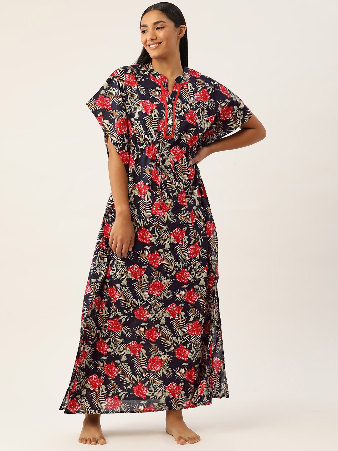 

Sweet Dreams Navy Blue Printed Maxi Nightdress