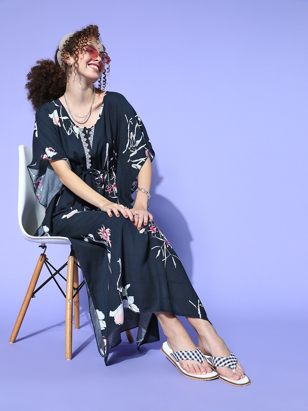 

Sweet Dreams Women Navy Blue Floral Bohemian Eclectic Nightdress