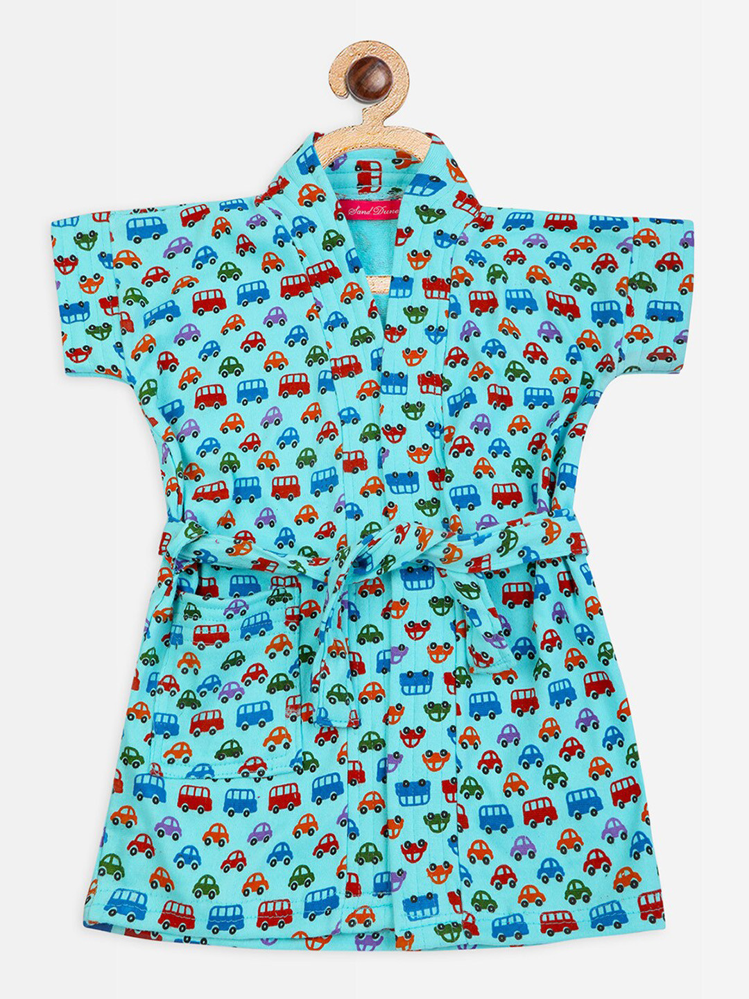 

Sand Dune Kids Blue Cars Printed Bath Robe