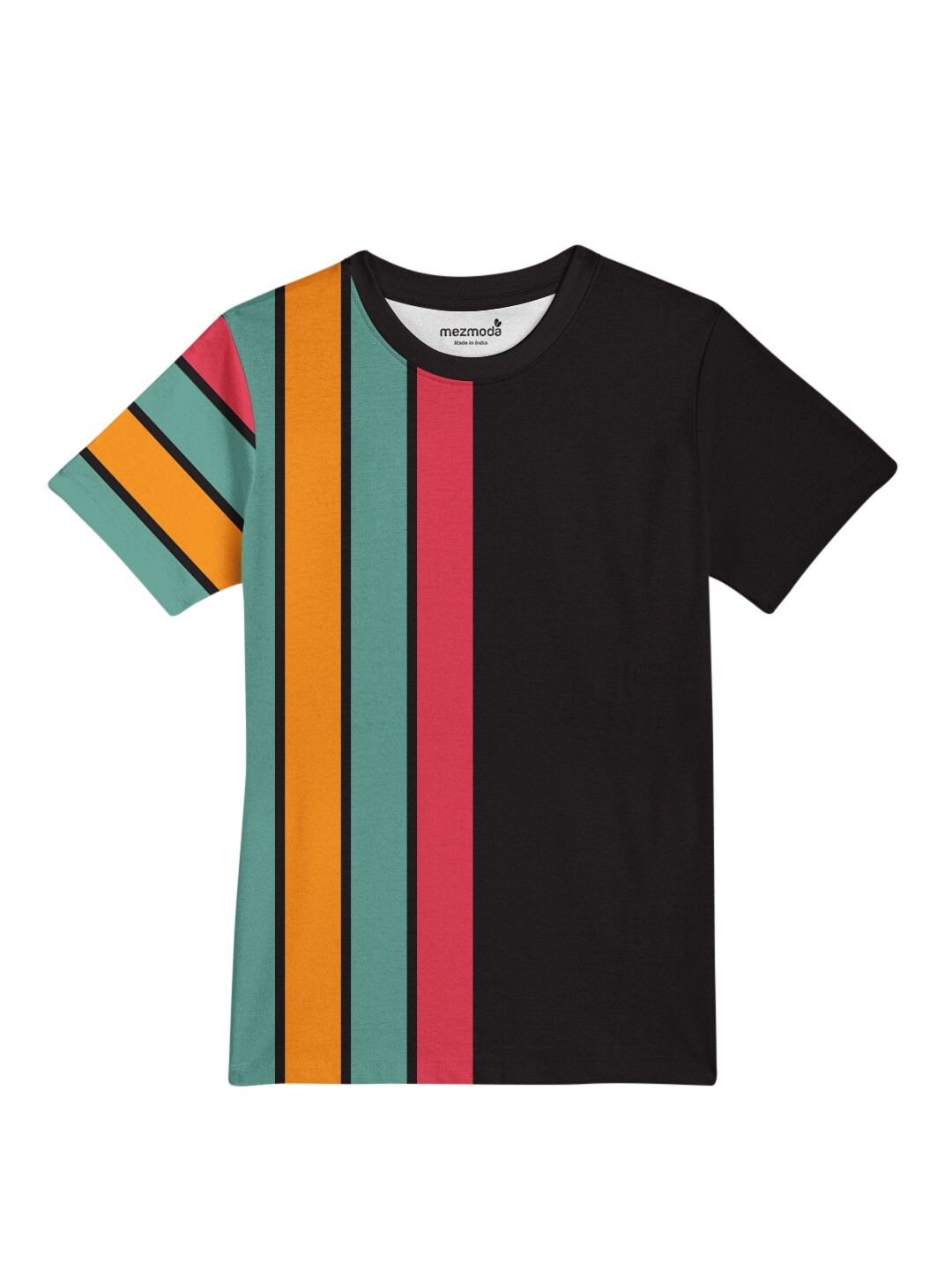 

mezmoda Boys Black & Green Striped Dri-FIT T-shirt