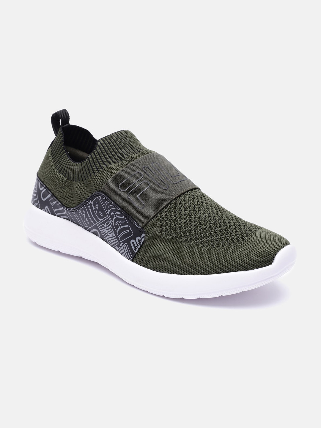 

FILA Men Olive Green Printed PU Slip-On Sneakers