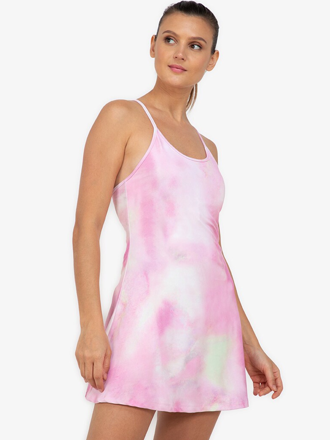 

ZALORA ACTIVE Women Pink & White Tie and Dye A-Line Racerback Dress