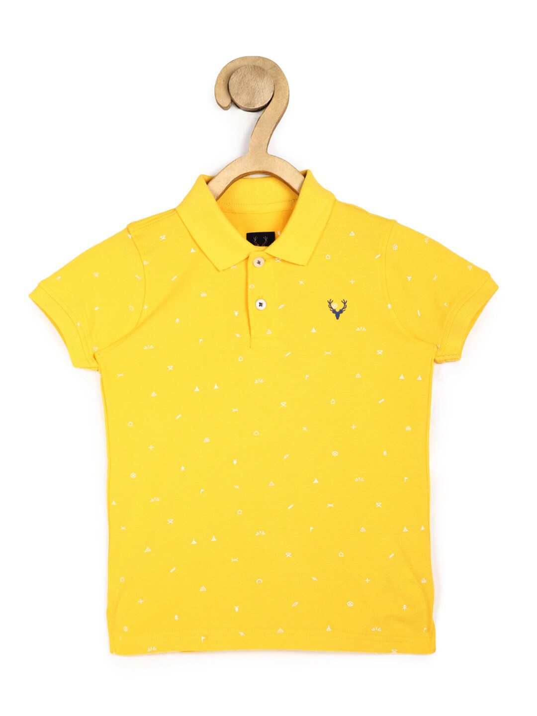 

Allen Solly Junior Boys Yellow Printed Polo Collar T-shirt