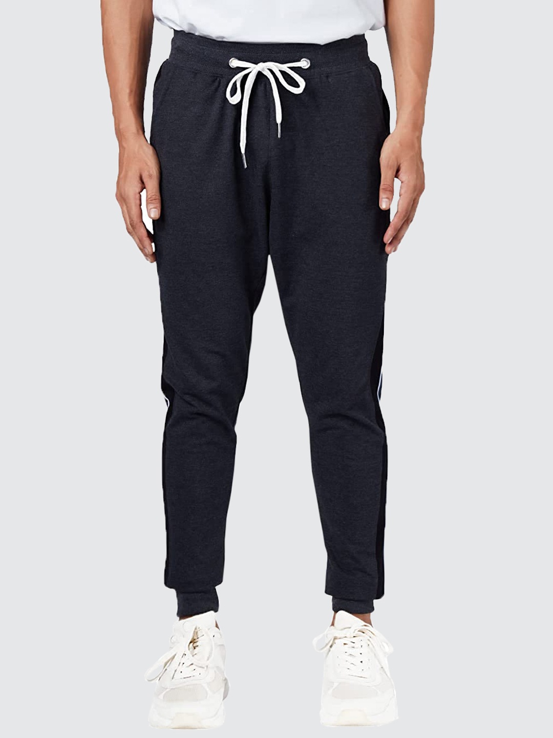 

The Souled Store Men Grey Melange & Black Cotton Joggers