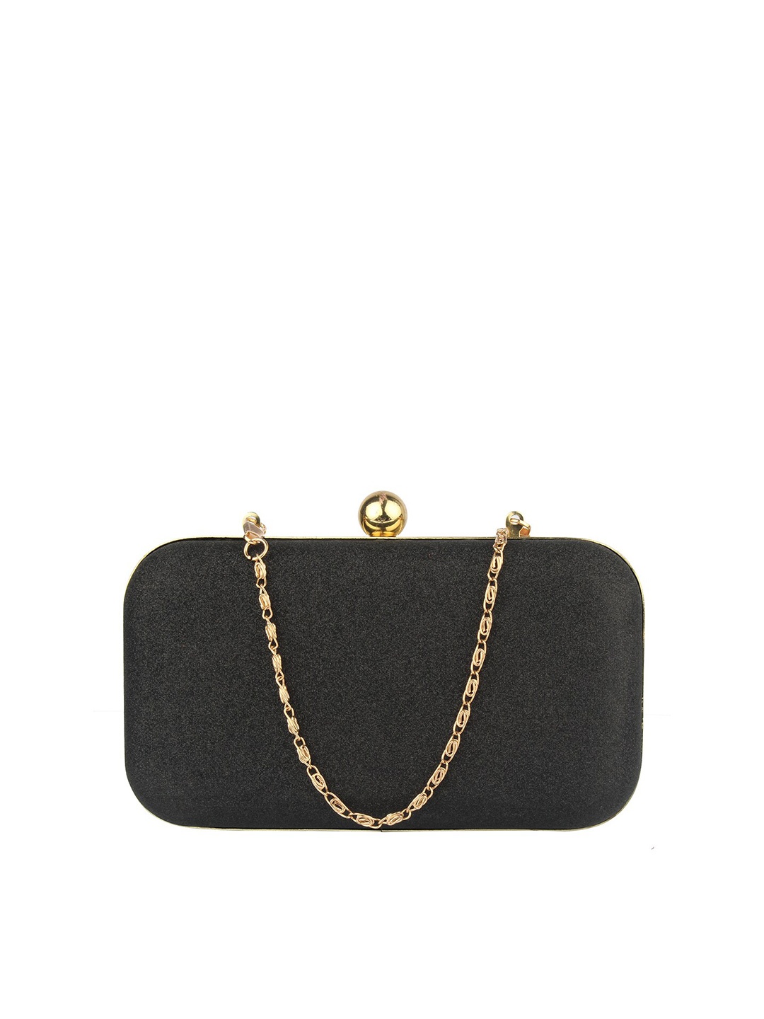 

MAMMON Black & Gold-Toned Textured Box Clutch