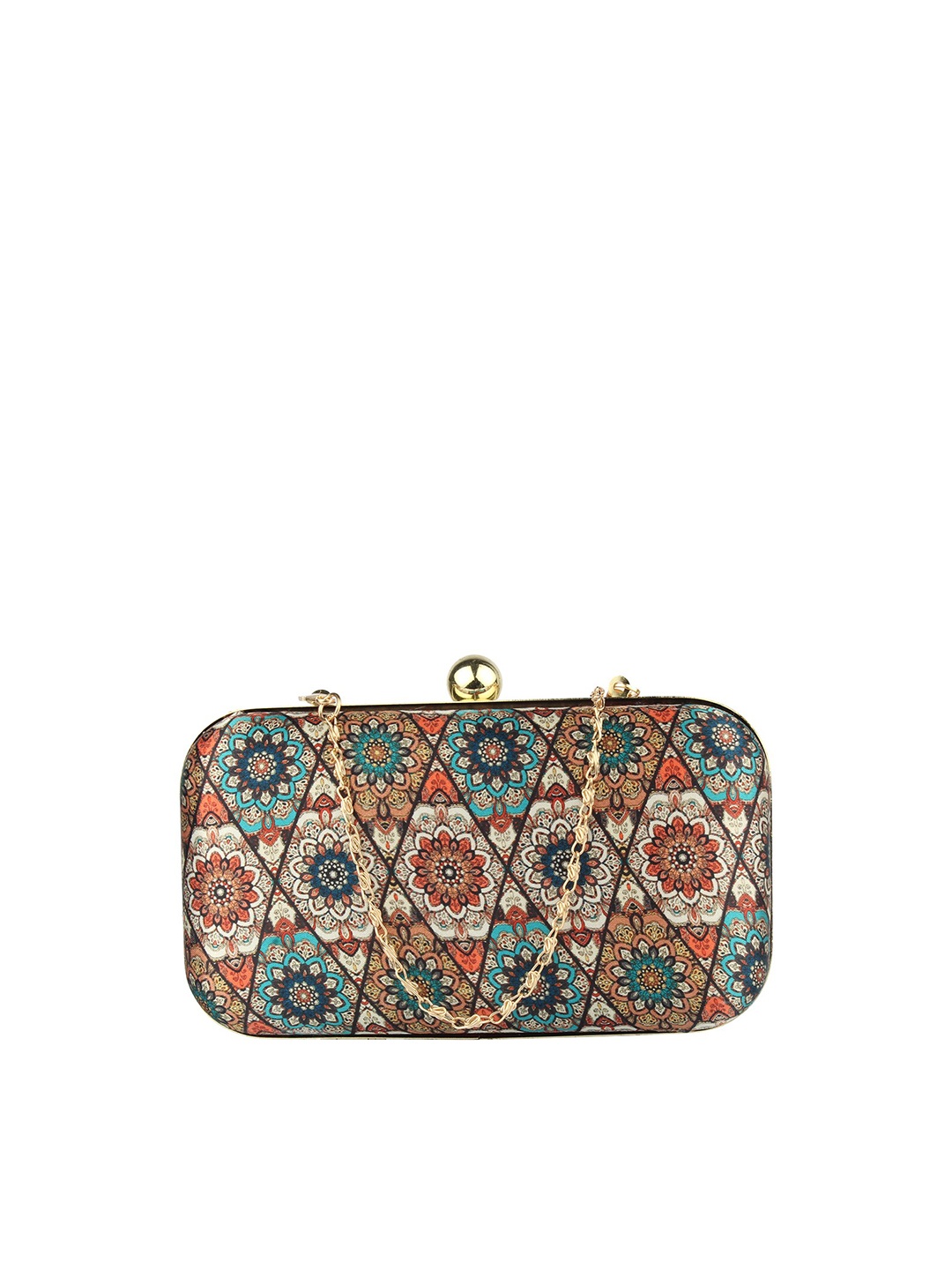 

MAMMON Blue & Rust Printed Box Clutch