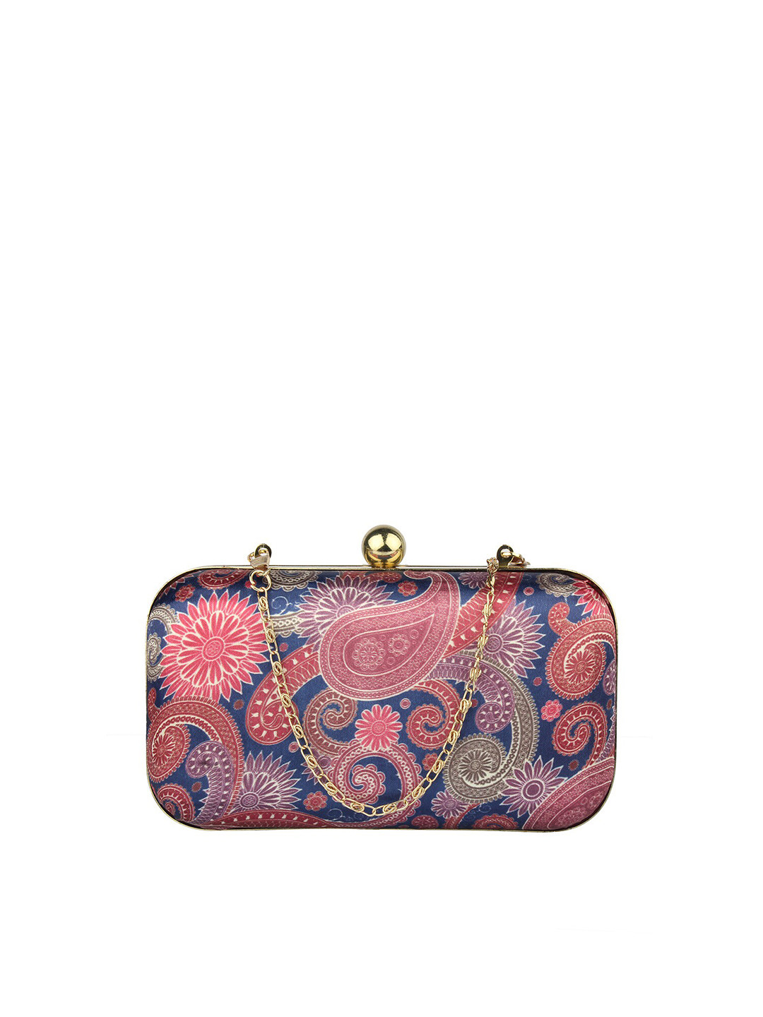 

MAMMON Blue & Pink Gold-Toned Printed Box Clutch
