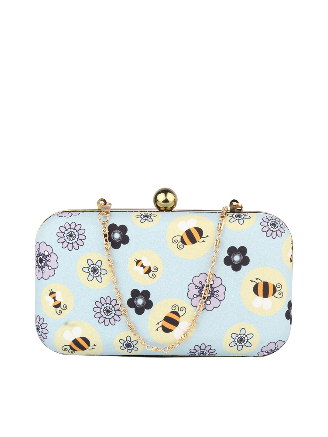

MAMMON Blue & Purple Printed Box Clutch