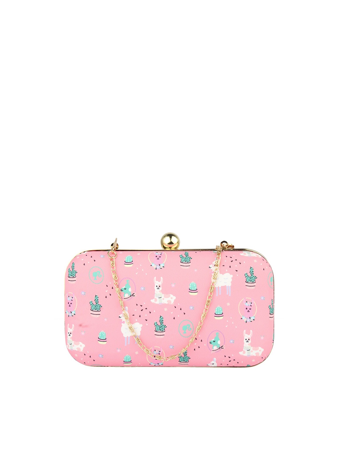 

MAMMON Pink & White Printed Box Clutch