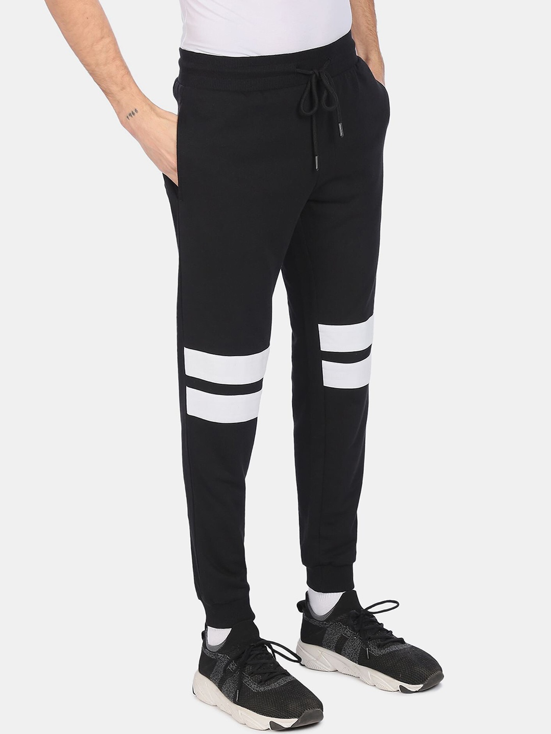 

Colt Men Black & White Striped Cotton Joggers