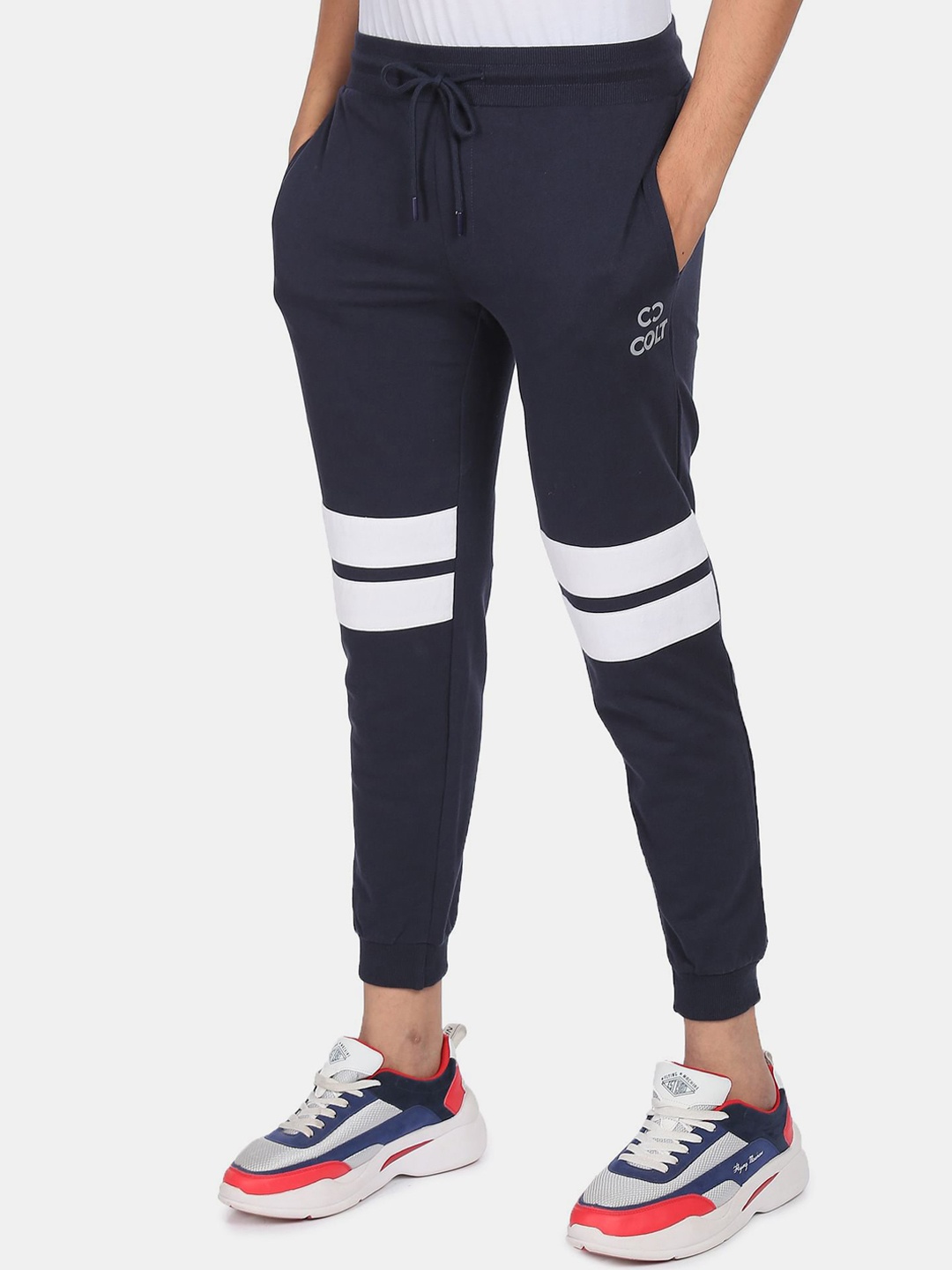 

Colt Men NavyBlue Solid Mid Rise Track Pants, Navy blue