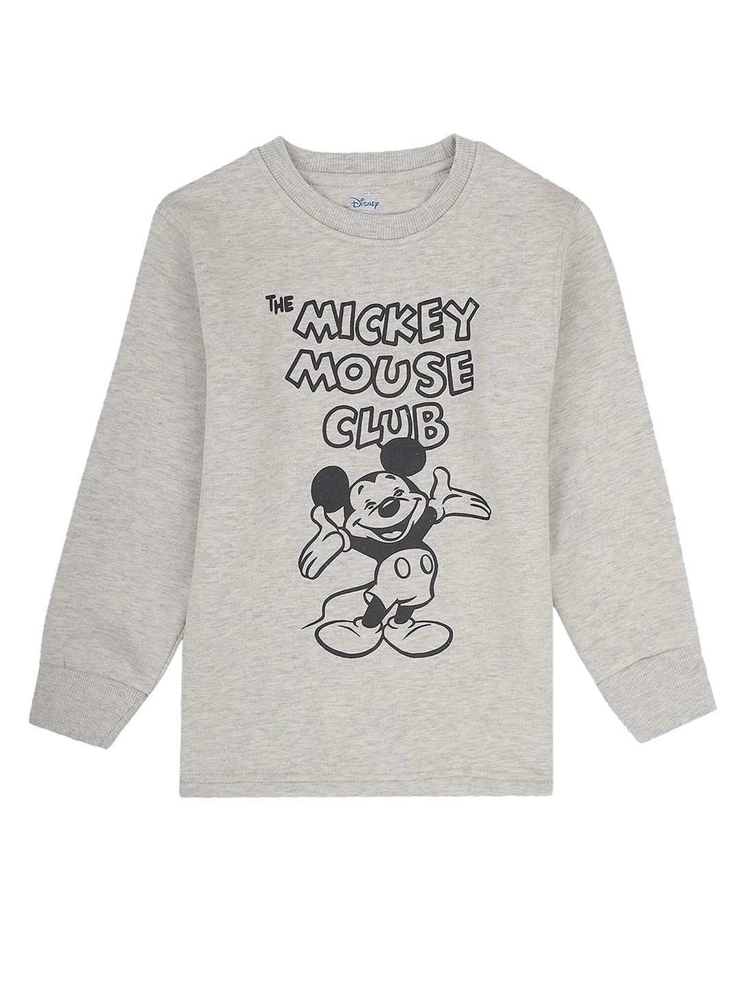 

PROTEENS Boys Grey Melange & Black Mickey Mouse Printed Cotton T-shirt