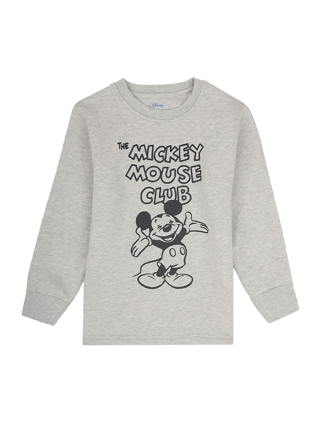 

PROTEENS Boys Grey Melange & Black Mickey Mouse Printed Cotton T-shirt