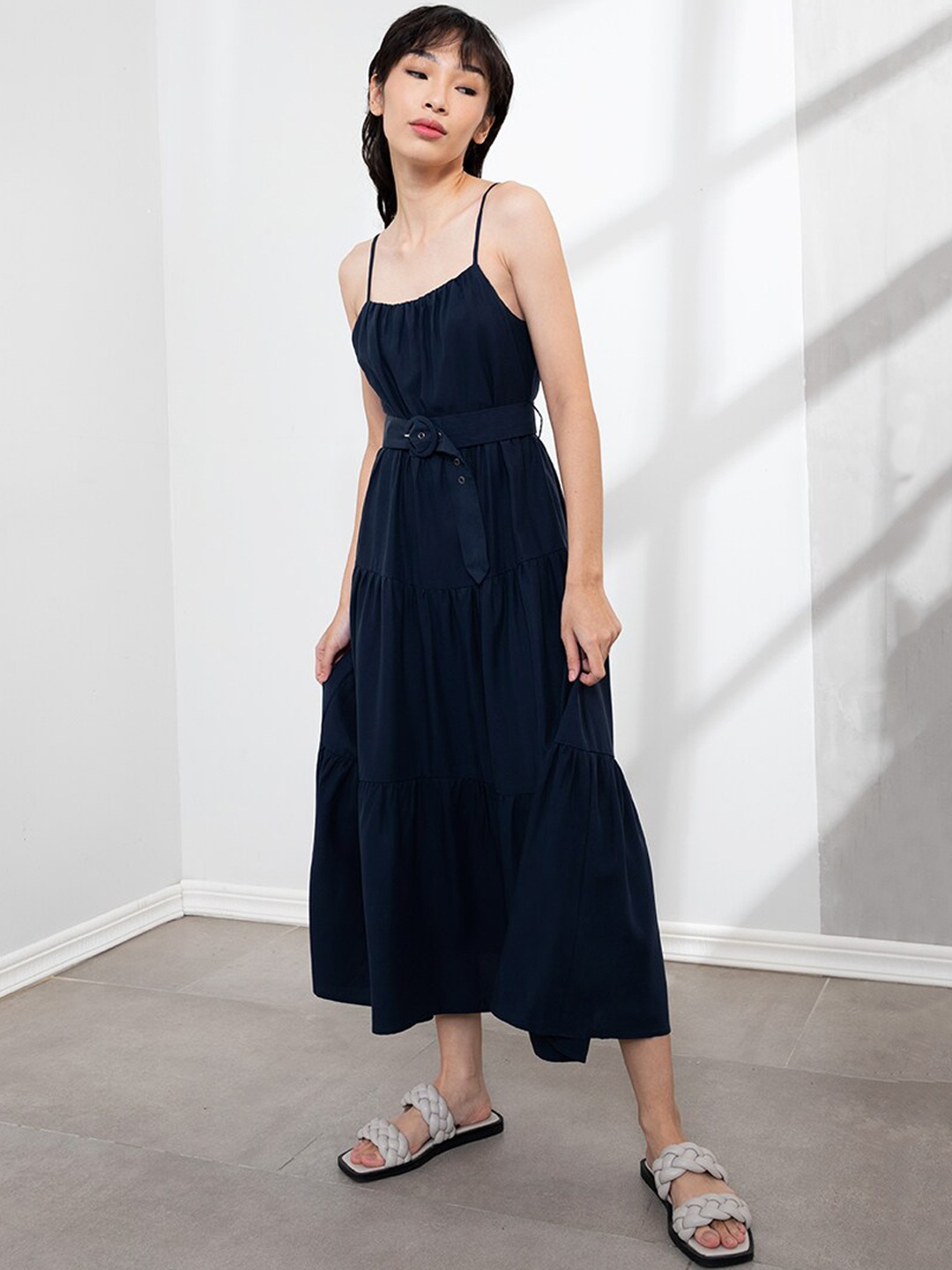 

ORIGIN BY ZALORA Navy Blue A-Line Maxi Dress