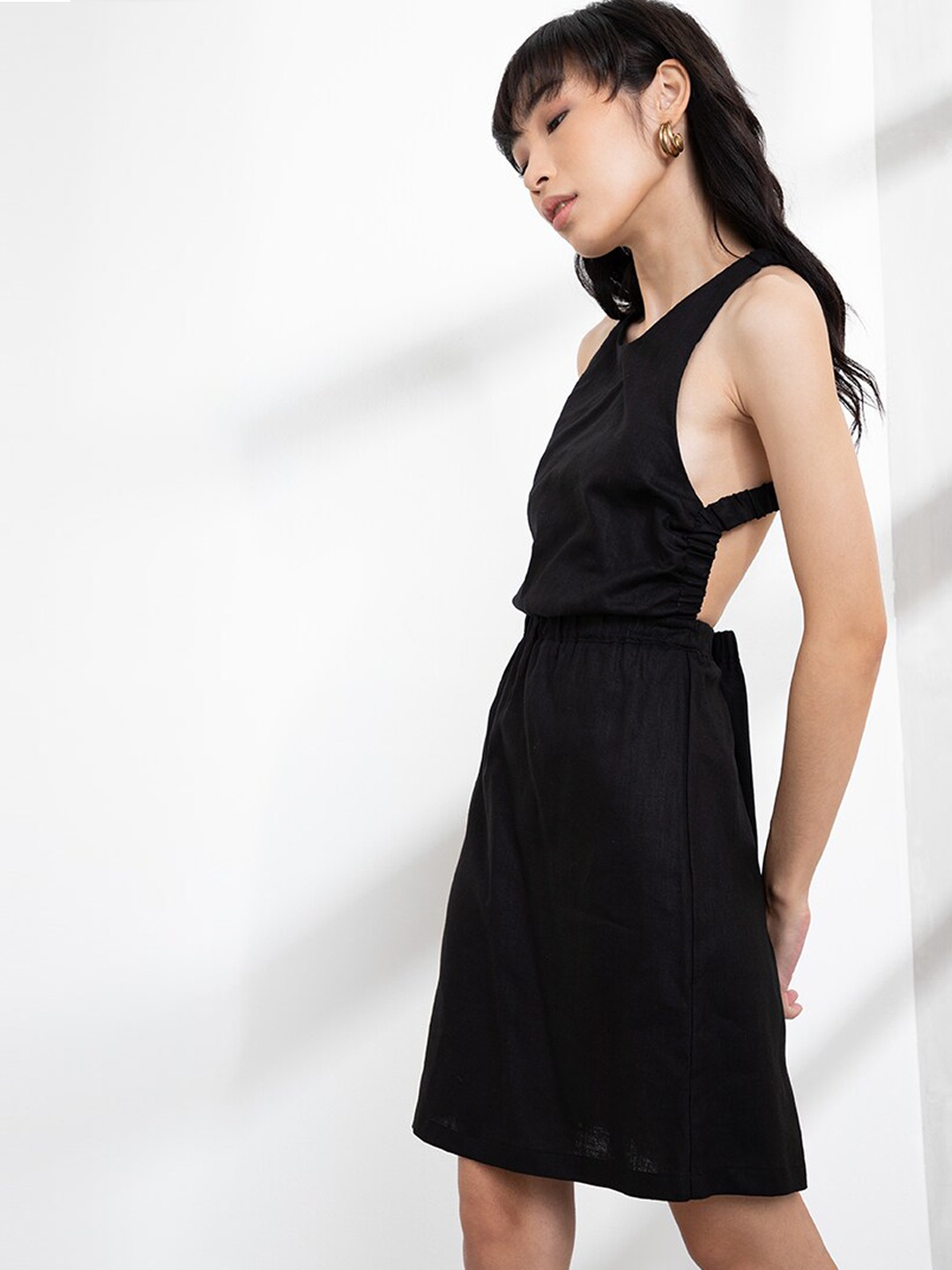 

ORIGIN BY ZALORA Black Pure Linen A-Line Dress