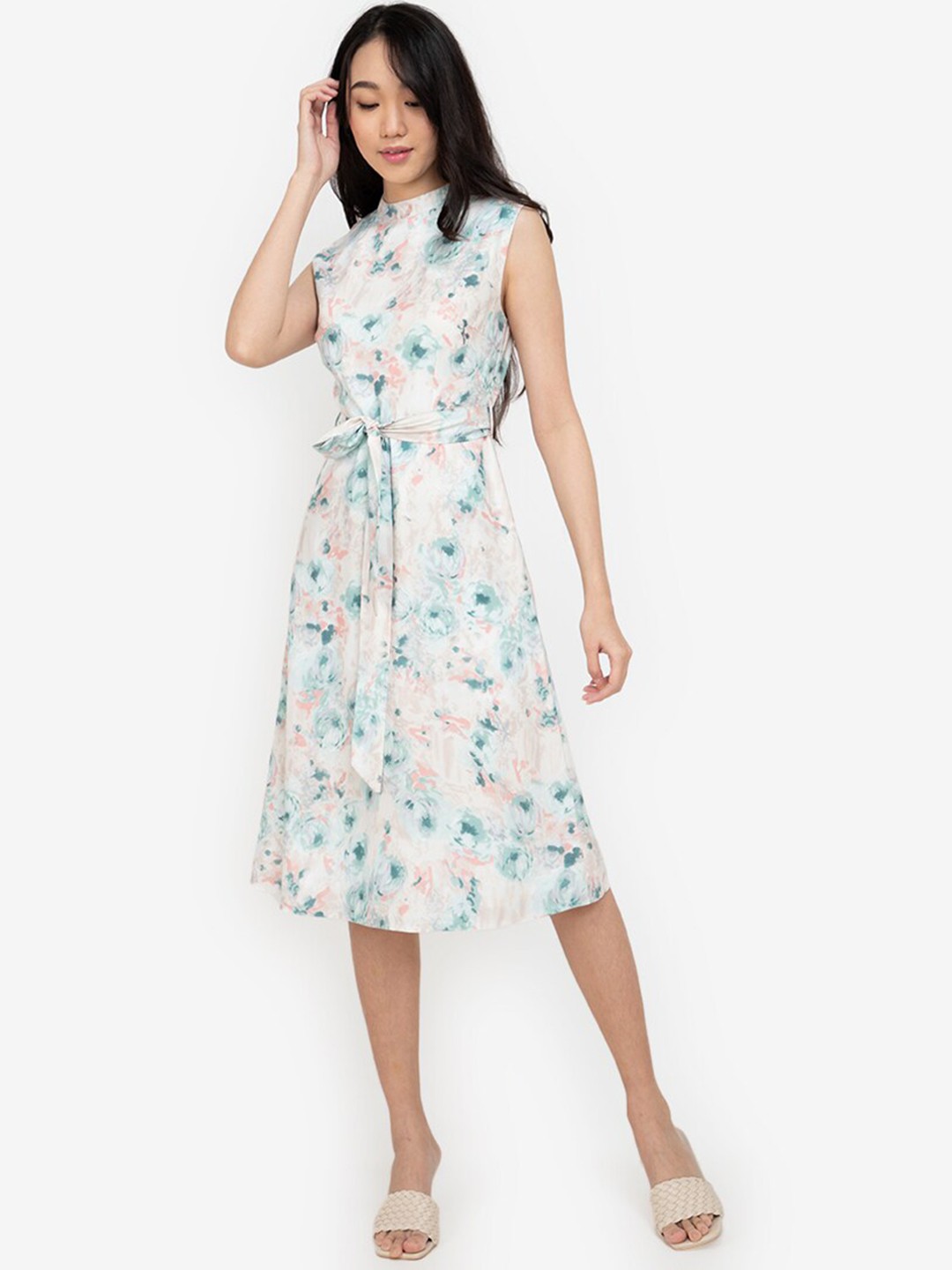 

ZALORA BASICS White Floral A-Line Dress