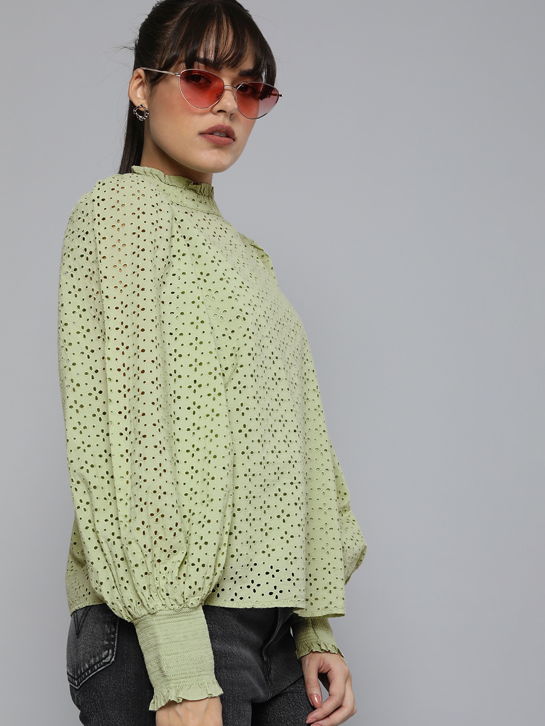 

Levis Green Schiffli Top