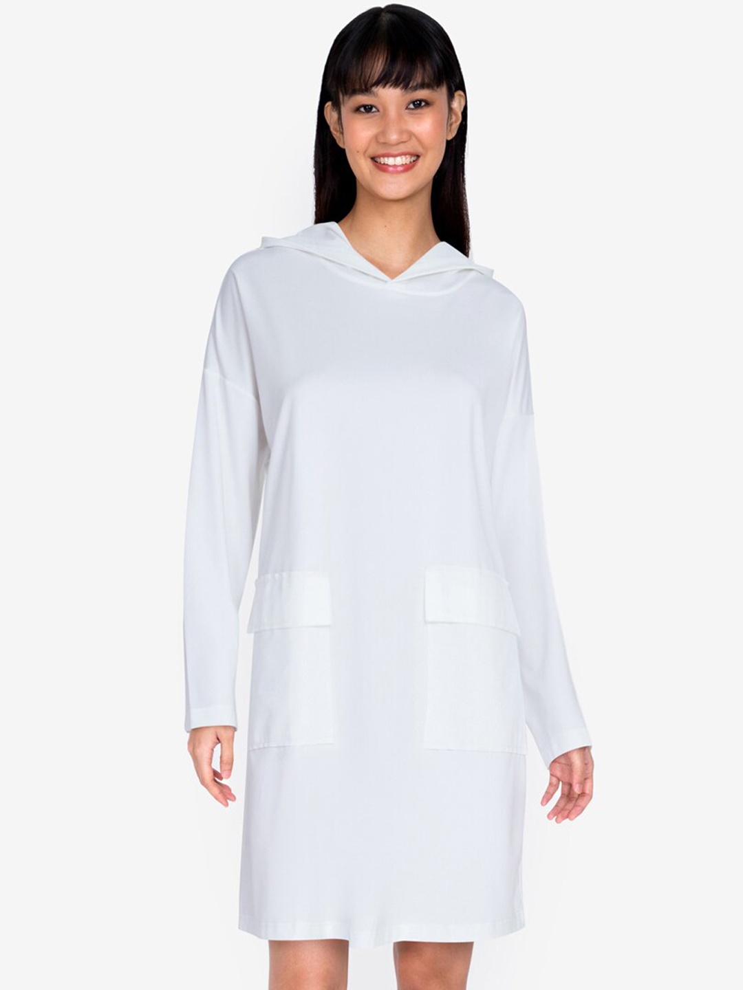 

ZALORA BASICS White Oversized Hooded Dress